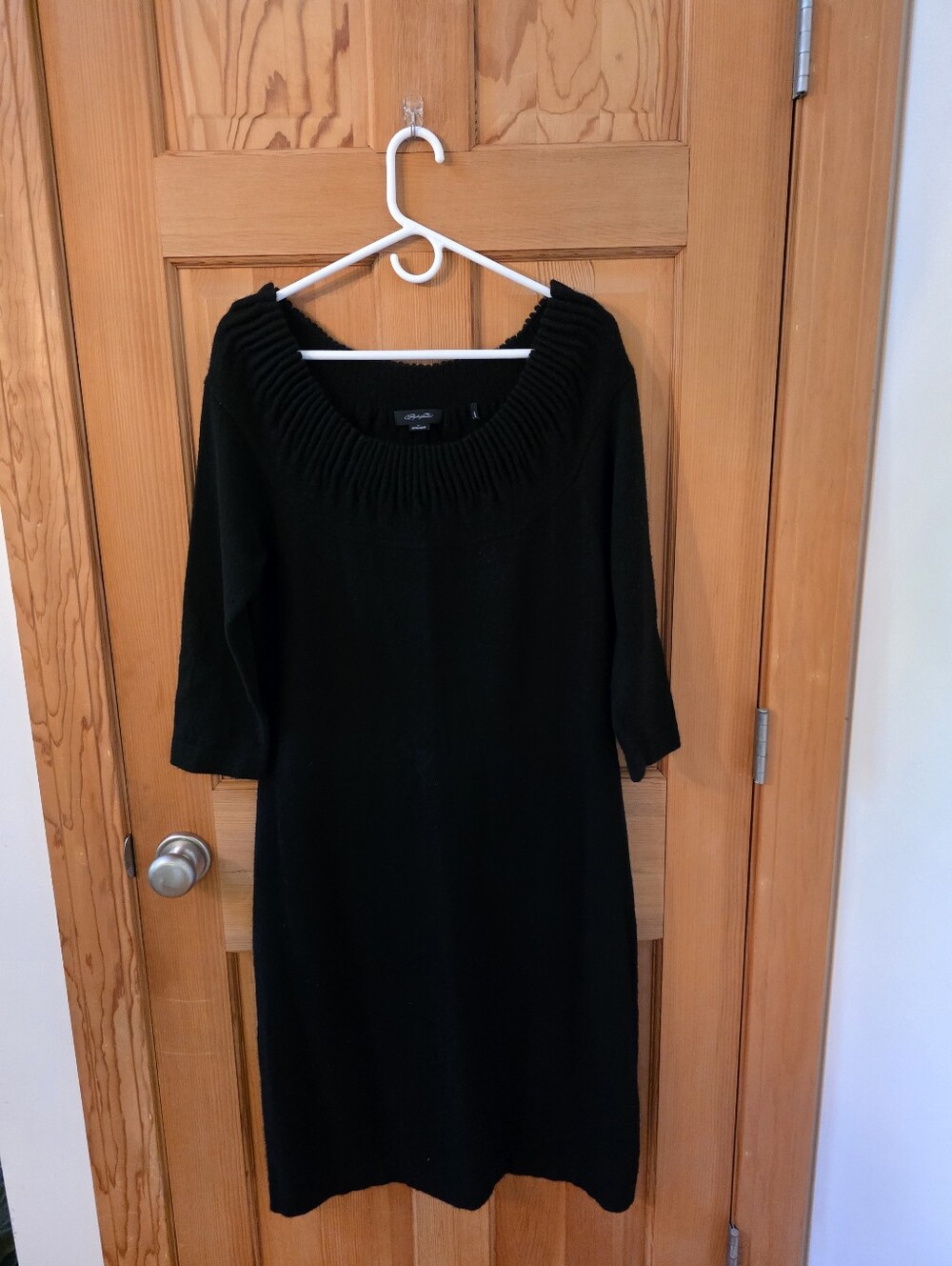 Women's Black Cashmere Off Shoulder Dress